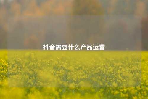 抖音需要什么产品运营