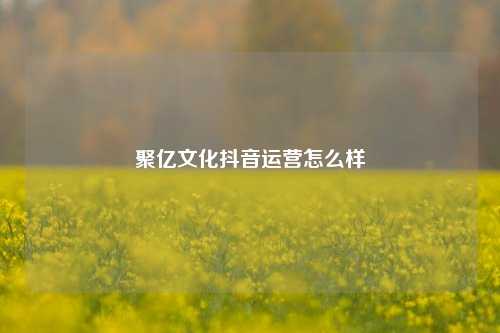 聚亿文化抖音运营怎么样